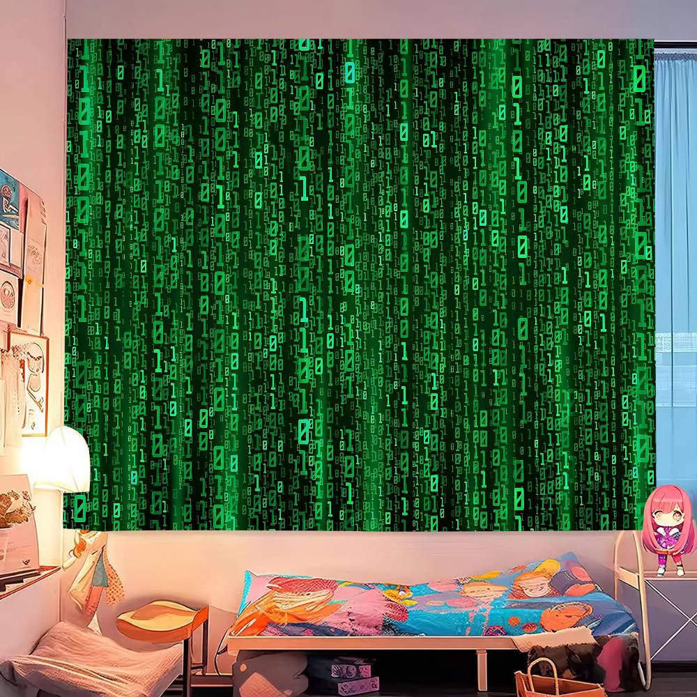 Binary Code The Matrix Program Chart Printed Large Wall Tapestry Indian Buddha Wall Decoration Witchcraft Bohemian Hippie Wall