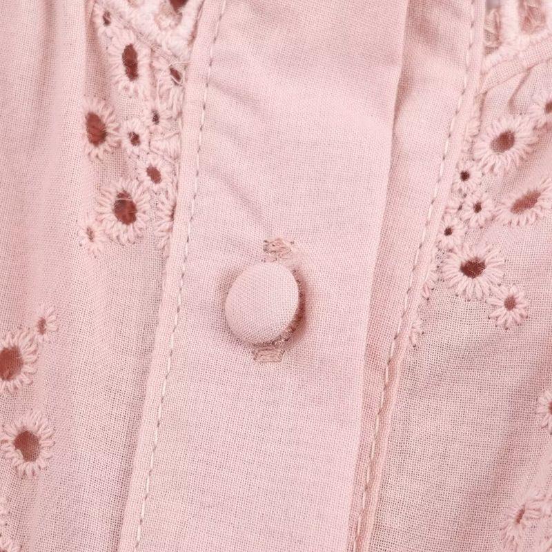 Kaslead New Women clothes Western Style Fashion Simple and Versatile Hollow Embroidery Shirts 8741230