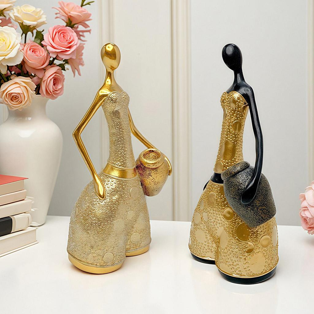 Abstract Sculpture Holding Jar Abstract Figurine Modern Female Body Sculpture For Desktop Home Living Room Bedroom Bookshelf
