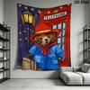 Paddington Bear Wall Tapestry Aesthetic Wall Hanging Printed Fabric Blanket Decorative Tapestries for Bedroom Living Room Home Decor