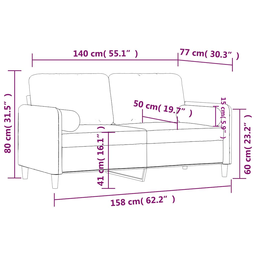 Vidaxl 2-Seater Sofa with Cushions, Yellow, 140 Cm, Velvet