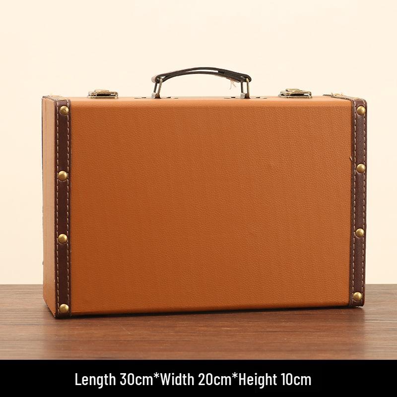 Vintage American Retro Leather-Wooden Suitcase Display and Photography Prop