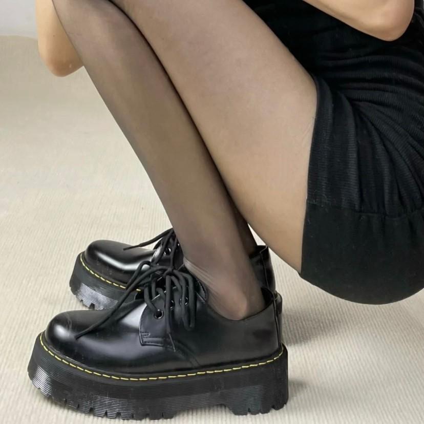 

2025 Весна и Осень Новые Мэри Джейн Любовь Маленькие Кожаные Туфли Повседневные Универсальные Увеличивающие Рост Платформа На шнуровке Женские Туфли 35 чёрный
