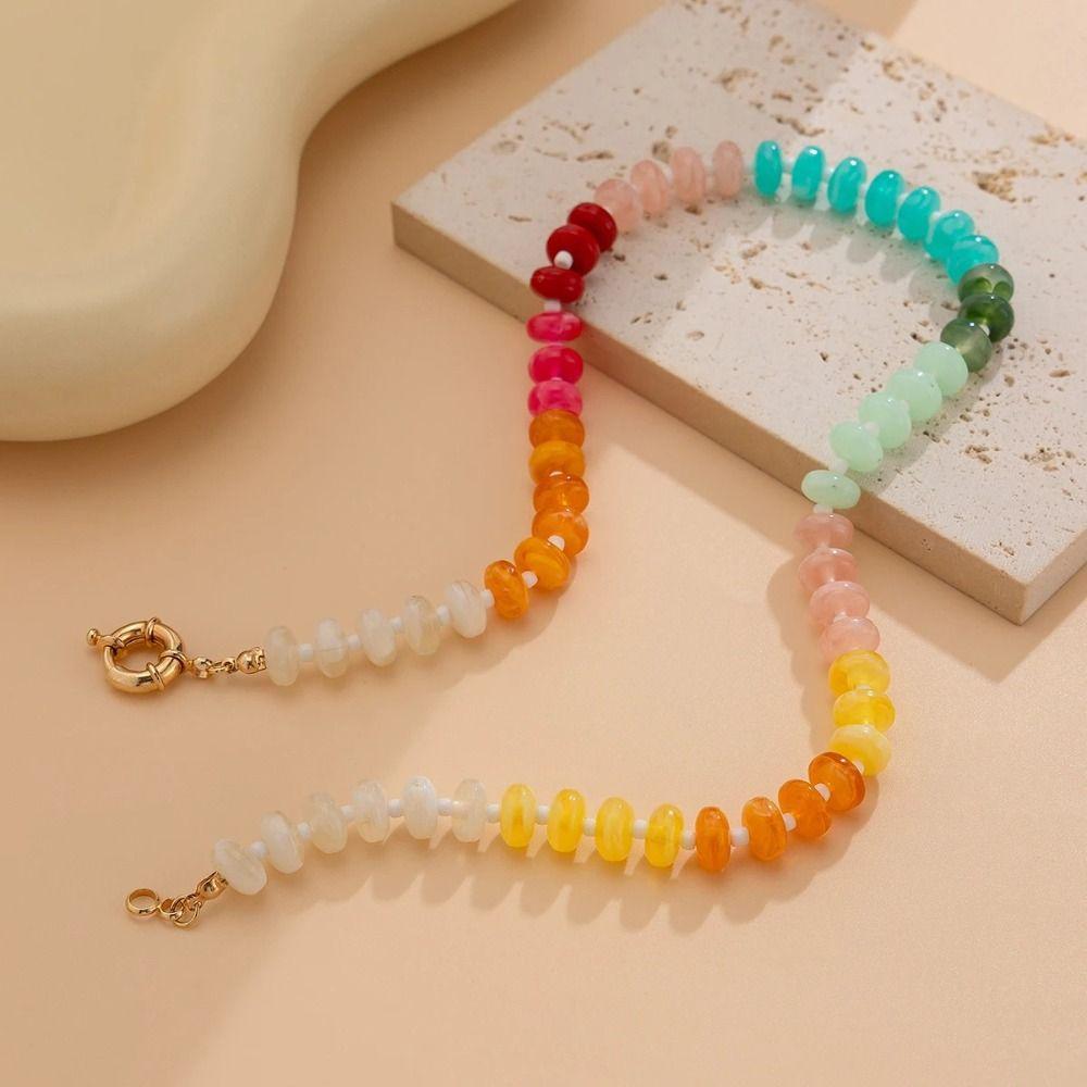 Acrylic Beads Choker Necklace Bohemian Neck Jewelry Fashion Bead Collarbone Chain  Gift