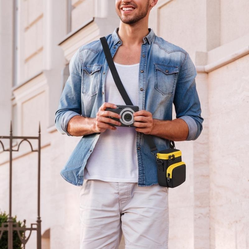 AntiScratch Camera Case Double Zippers Quick Access Padded Interior Elastic Band Secure For Travel Outdoor Shoots