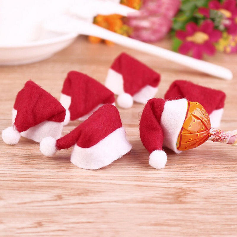6Pcs Mini Santa Claus Hat Christmas Xmas Holiday Lollipop Top Topper Decor New