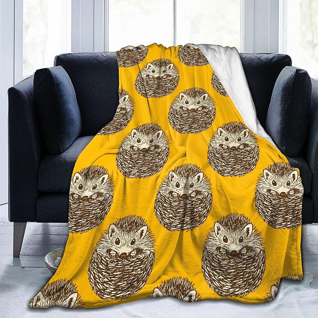 Cute Hedgehog Throw Blanket Super Soft Cozy Lightweight Fuzzy Comfy Flannel Blanket Plush for Couch, Sofa, Bed, Travel, Camping