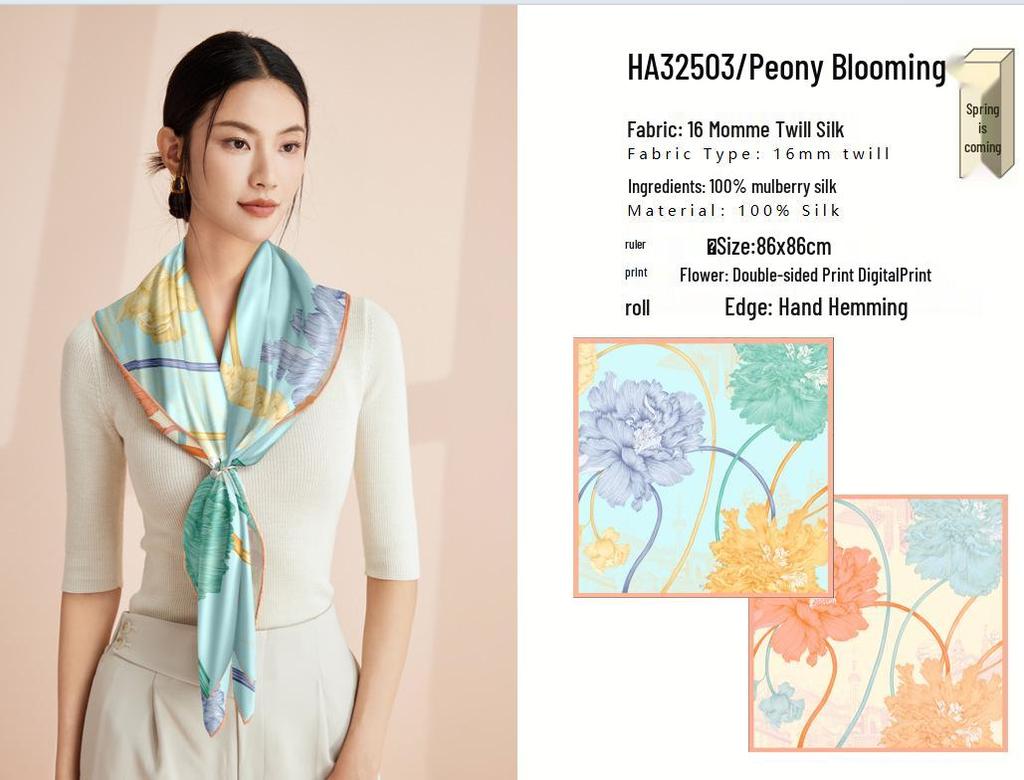 Versatile Double-Sided 100% Mulberry Silk Scarf, 16 Momme Twill, Luxury Style for Autumn/Winter