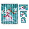 Christmas Shower Curtain Floor Mat Combination Four-Piece Set Bathroom Toilet Carpet Shower Room Mat Foot Mat