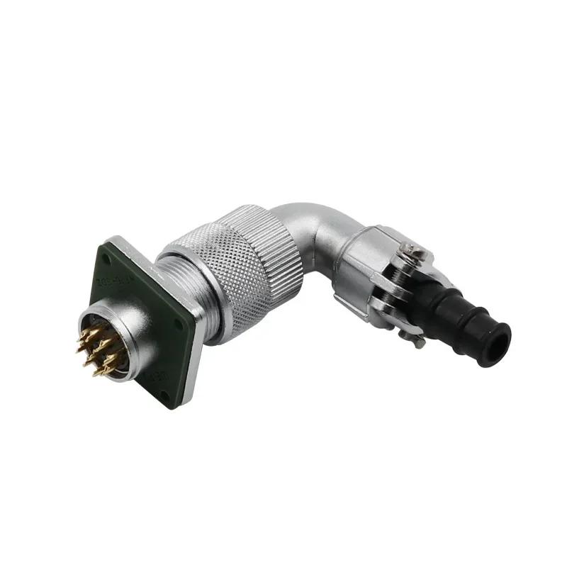 WEIPU WF16 TV+Z 90 Degree Bending Right Angle Power Wiring Hardness Waterproof M16 Aviation Connector 2 3 4 5 7 9 10 Pin Panel