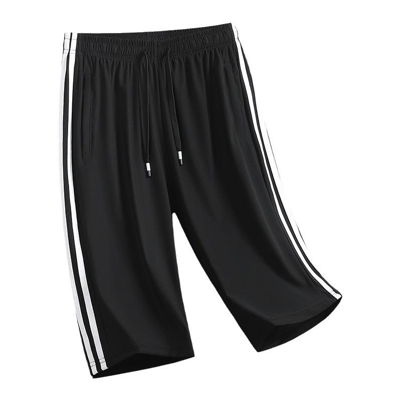 Ice Silk Cropped Shorts for Men's Summer Thin Shorts, Men's Casual Sports Mid Length Pants, Plus Size Pants