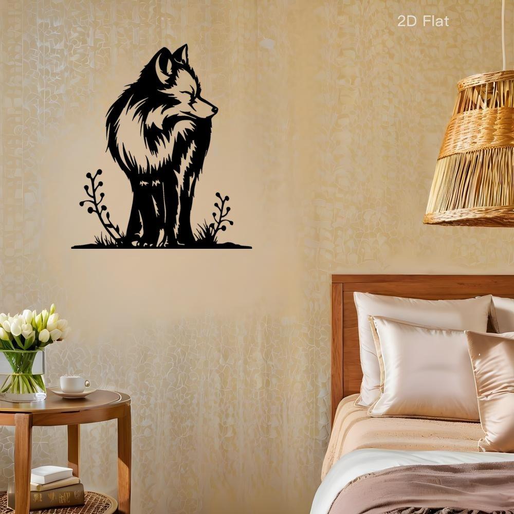 2D Wolf Head Metal Wall Art Laser Cut Iron Rustic Modern Decor Outdoor Home Wall Decor Ideal Gift