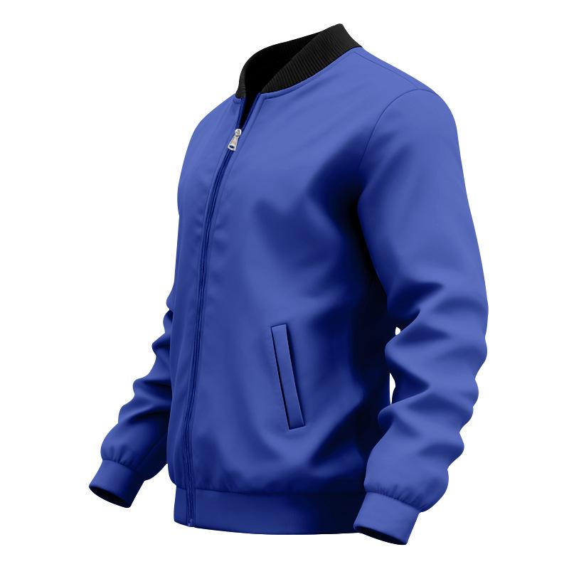 Giacca Bomber Casual da Uomo a Manica Lunga, Colore Unito, Collo Alto, con Zip