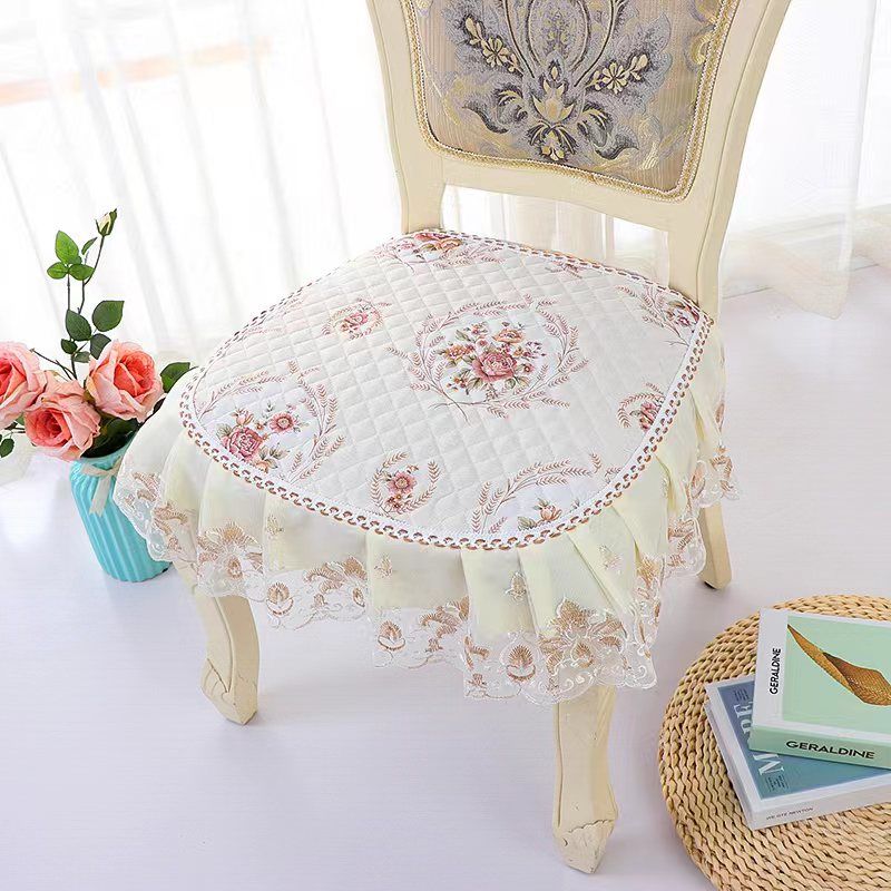 Dining Chair Cushion European Printed Seat Cushions with Lace Quality Four Seasons Stool Seat Mat Non-slip Buttocks Pad