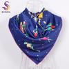[BYSIFA] Black Plaid Letters Twill Scarves  New Floral Design Fine Hand-hemming Ladies Large Square Silk Scarf Shawl 90*90cm