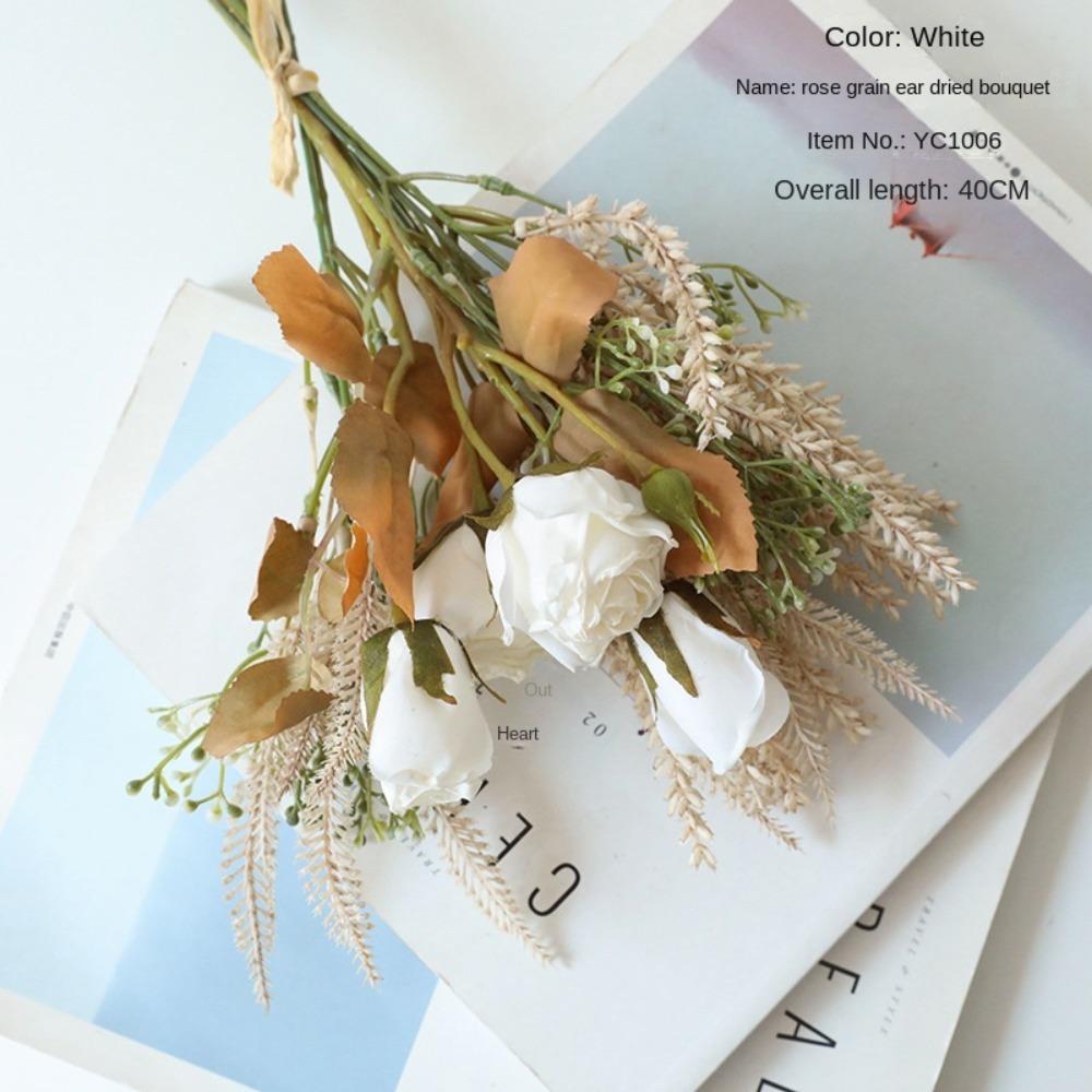 

Осеннее украшение Искусственные обожженные розы цветы Искусственная цветочная композиция Искусственные розы цветы белый