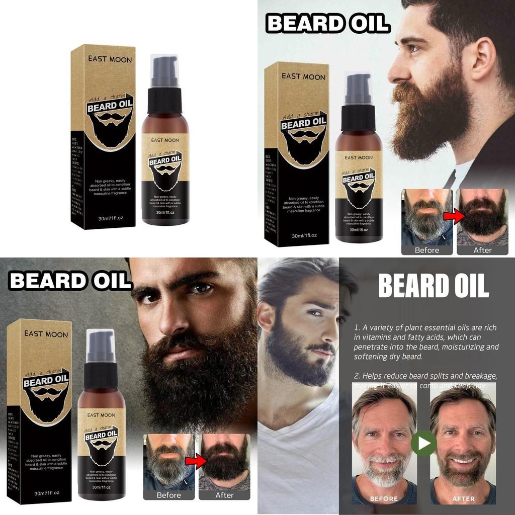 East Moon Men's Beard Care Oil For Luxurious Grooming Rich Moisturizing Blackening Treatment