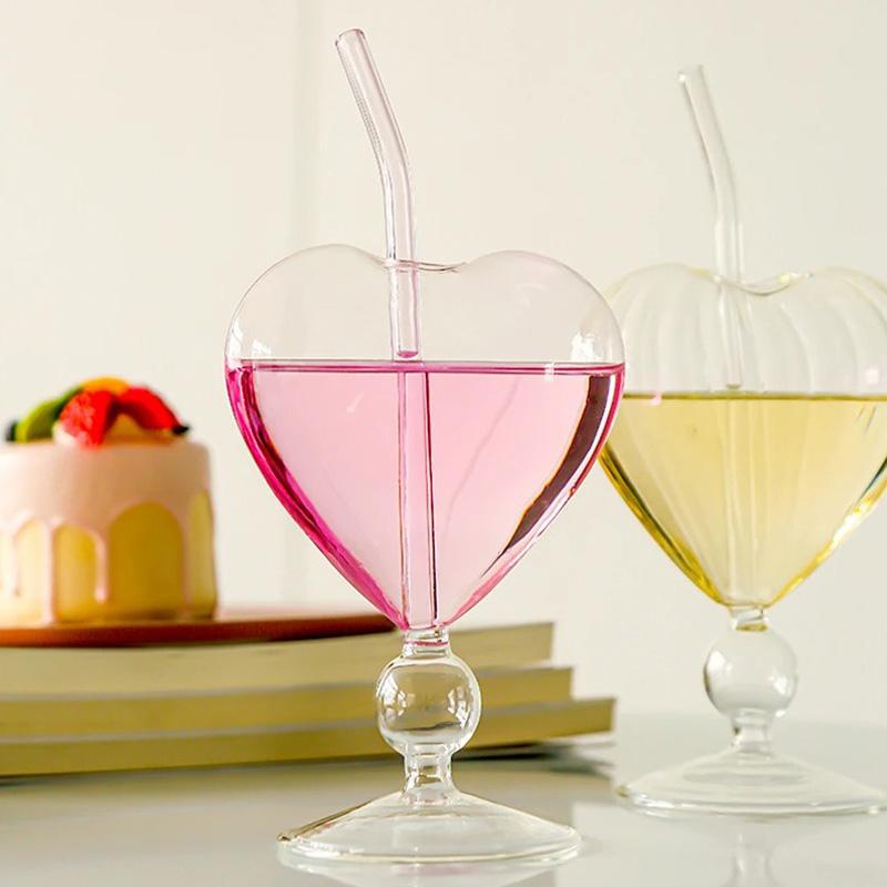 1PC Practical Goblet Drinkware Container Wine Glass Cup Juice Heart-shaped Unique Lovely