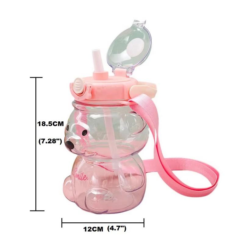 Sweet Bear Pink 1L Water Bottle with Handle for Kids