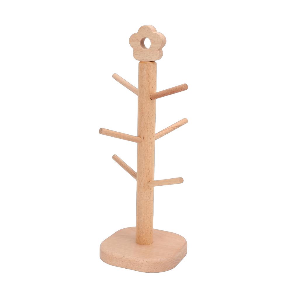 Supporto Espositore per Elastici per Capelli in Legno a 6 Ganci Scrivania Legno Porta Accessori per Capelli Scaffale portaoggetti