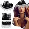Vacation Cowboy Hats Diamond Tassels Hand Beading Crystal Gift for Girl Cowgirl Hat for Carnivals Music Festival