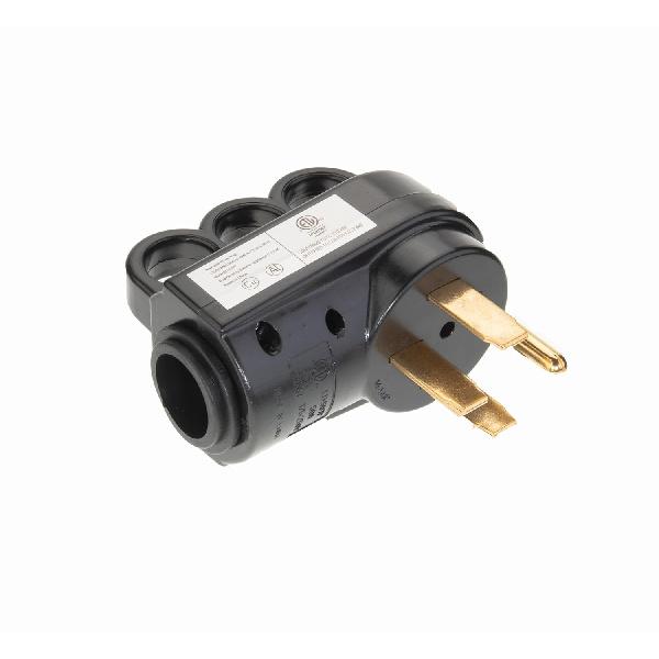 Plutreas 50 AMP Male RV Replacement Plug With Handle, 14-50P Heavy Duty 125V/250V 4 Prong Electrical Plug Adapter (Black)