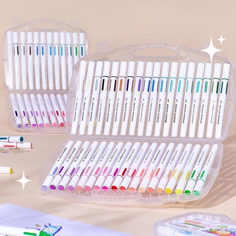 36/12 Colors Washable Acrylic Marker Pens Markers Medium Tip Coloring Markers Set Art Supplies for kids Fabric Rocks,Drawing