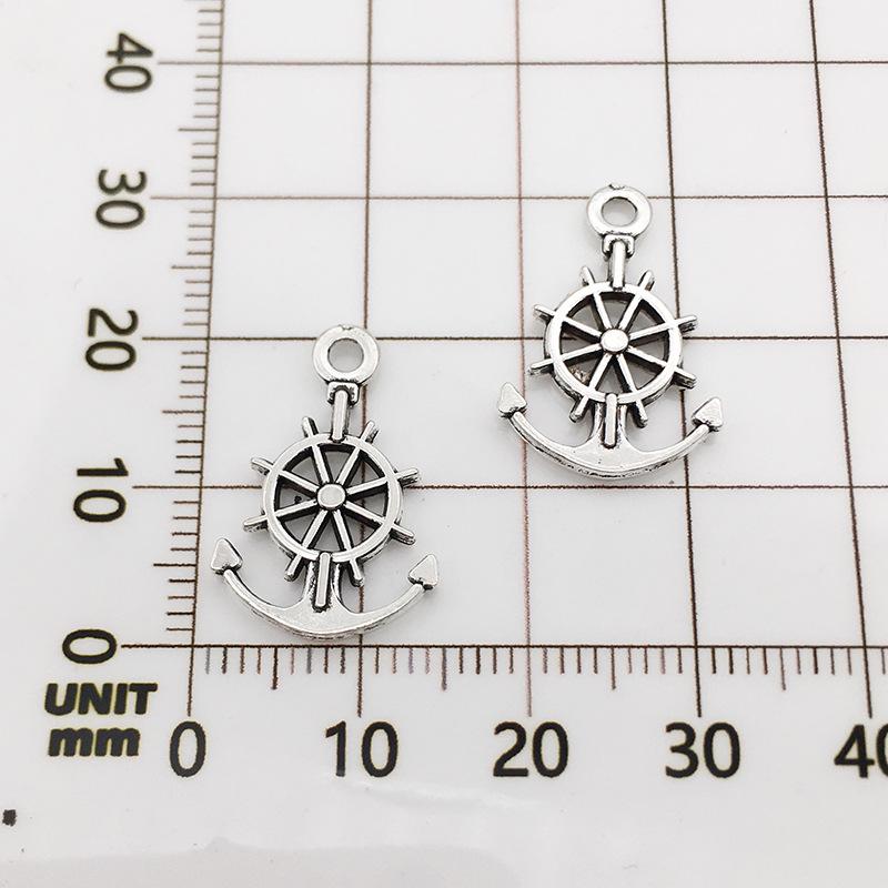 Vintage Antique Silver Anchor Charm Pendant for DIY Jewelry - 1 Piece