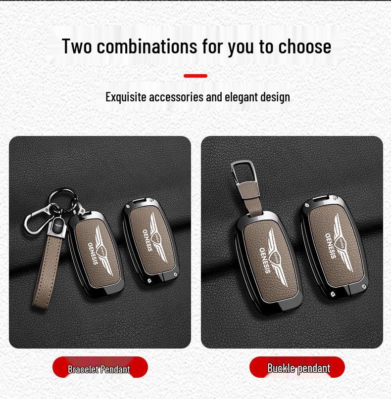 Genesis Autoschlüssel-Etui Hülle für G80/G70/GV80/GV70 - Metall Vollumwickelung mit Schnalle
