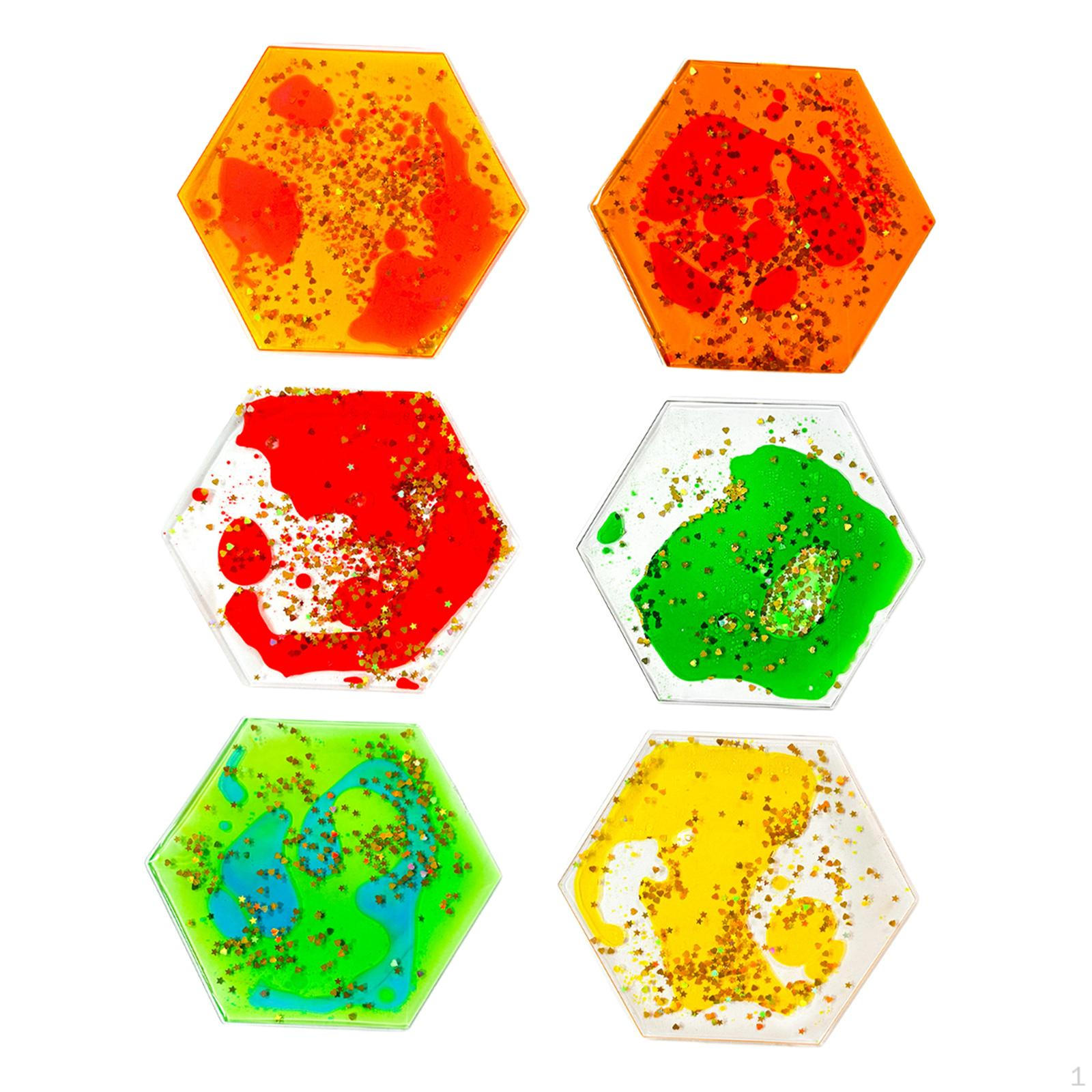 

6 штук сенсорных мягких гелевых жидких игрушек Fidget Motion для детей Hexagon