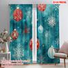 2pcs,2D Plane Printing Curtains Digital Printed Snowman and Christmas Gifts Versatile Polyester Fabric (without Rod) Decorations