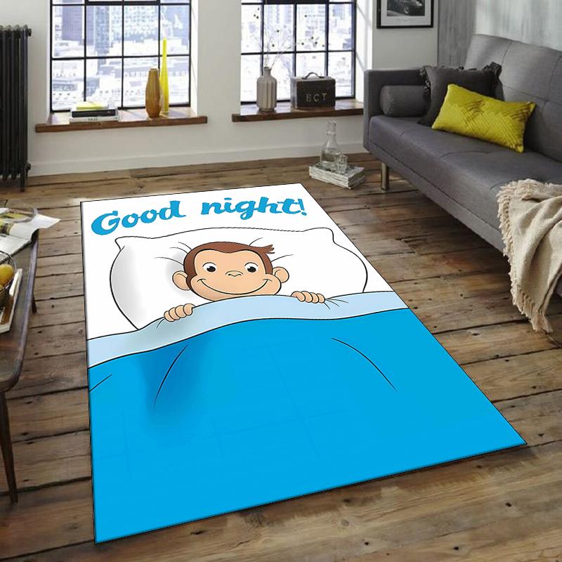 1pc Curious George Design Area Rug - Non-Slip, Soft & Cozy Floor Mat for Living Room, Bedroom, Office - Indoor/Outdoor Decorative Carpet