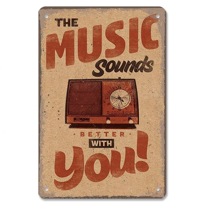 Vintage Music Posters Metal Tin Signs Retro Metal Plate Music CD Radio Guitar Singer Bar Club Wall Decor Living Room
