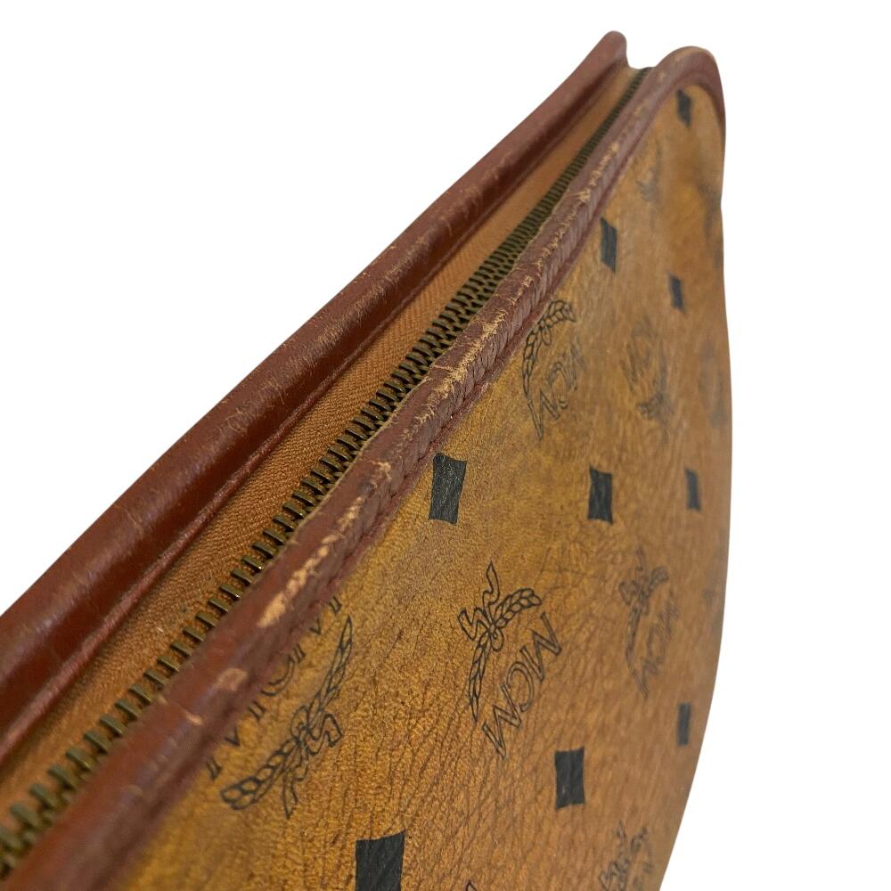 MCM Clutch Beutel Leder Aktentasche Beige Leder Herren Gebraucht