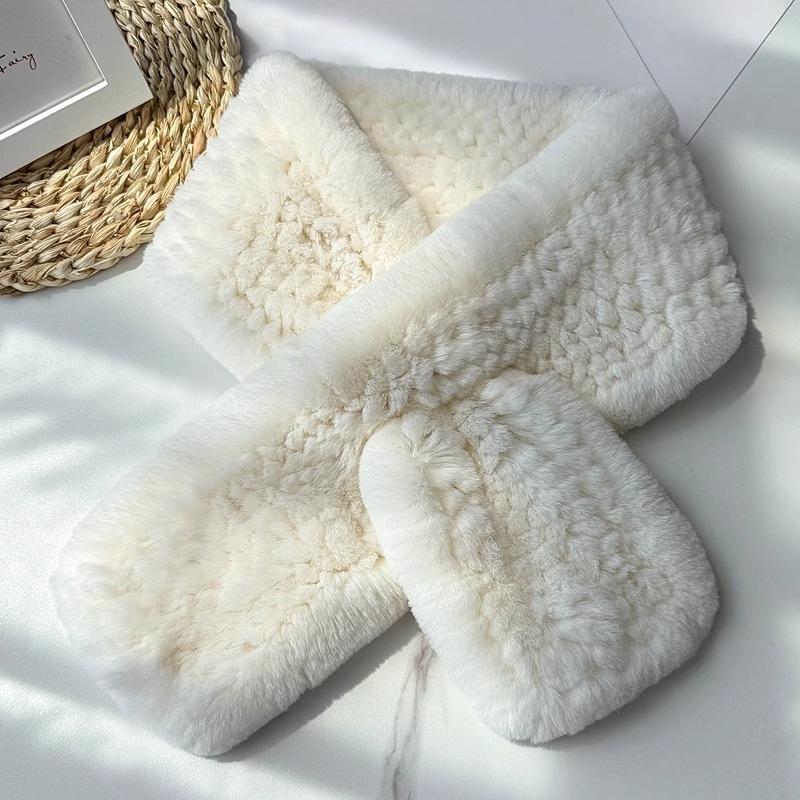 Otter Rabbit Scarf Women's Temperament Versatile Cute Neck Pad Thickened Warm Scarf Reversible Real Wool Woven Fur Collar
