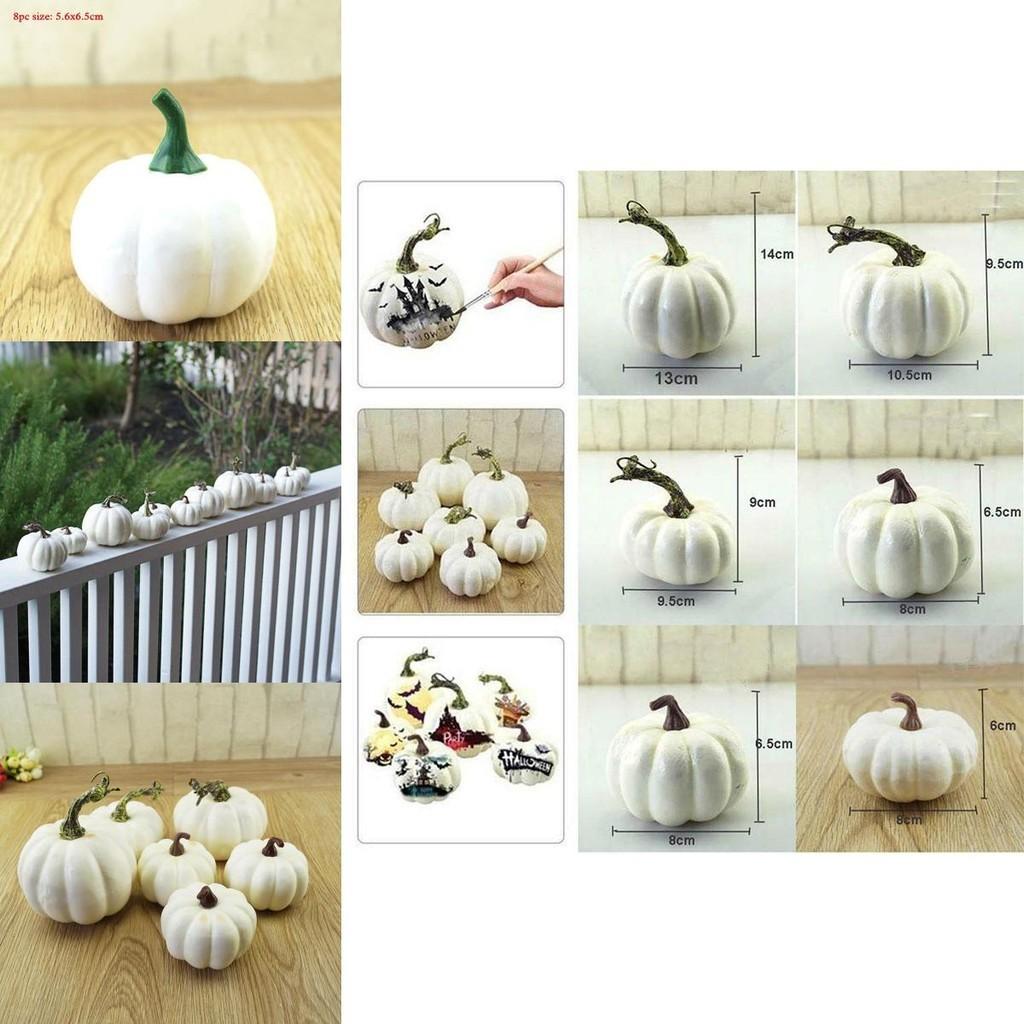 Ensemble Exquis de 6 Citrouilles Artificielles en Mousse Pour une Décoration Élégante d'Halloween et de Thanksgiving