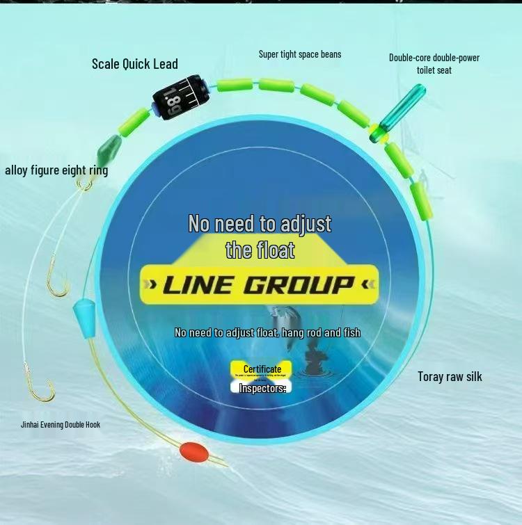Jinhai Xi Double Hook Fishing Line Set with No-Float Adjustment Rod