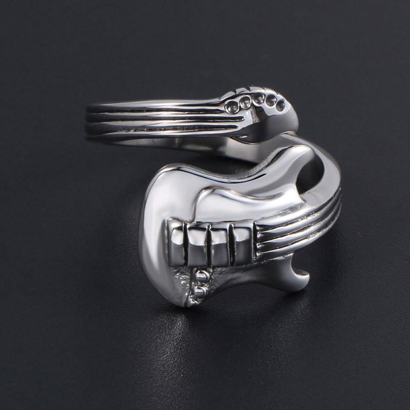Adjustable Unisex Punk Rock Guitar Ring Plated Copper Band Retro Style Finger Men Women