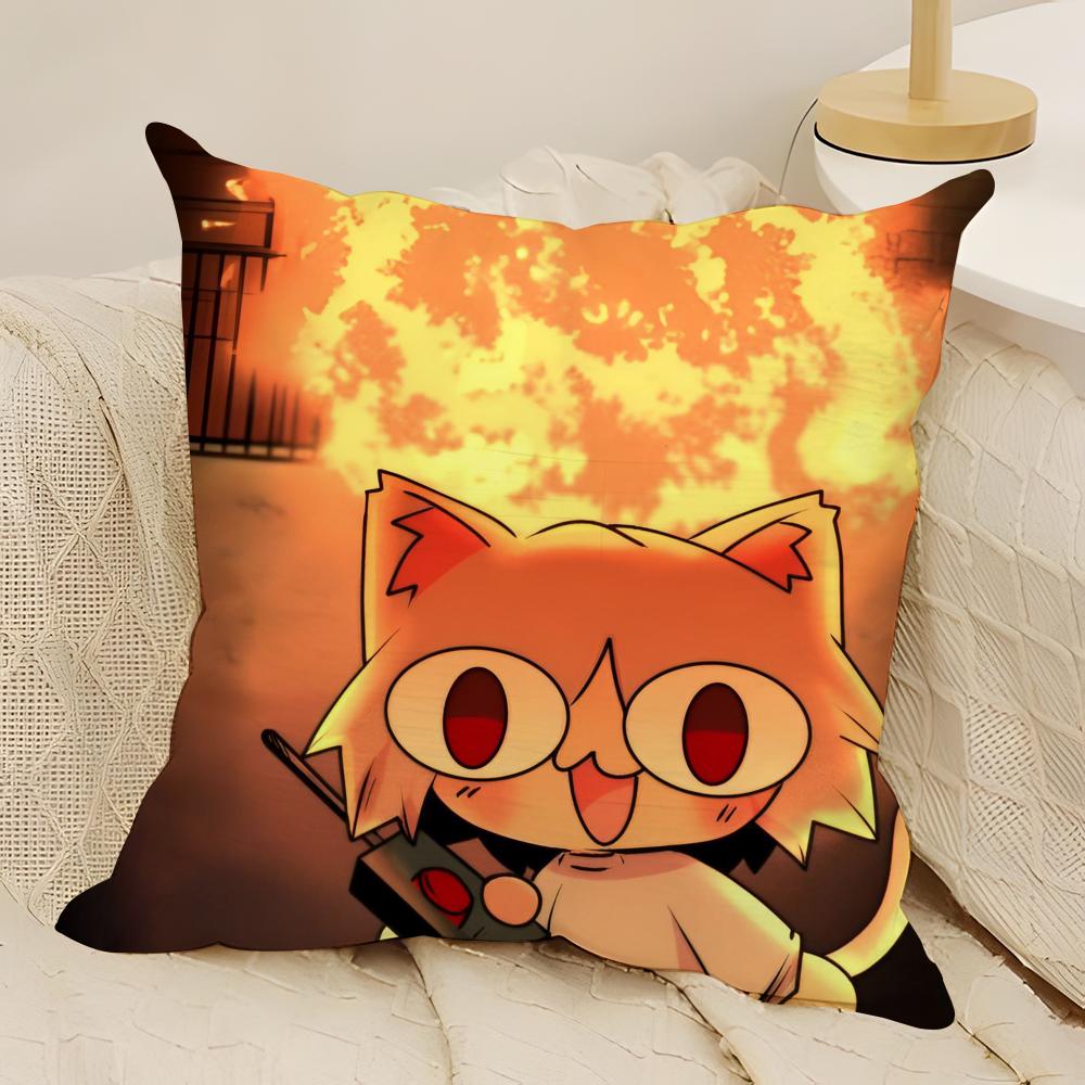 Kawaii Neco Arc Anime Pillow Case Natural Linen Double-Sided Printing Sofa Home Decor Cushion Cover