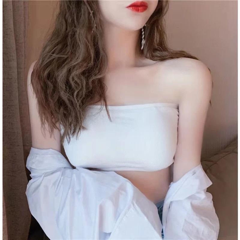 

Summer strapless tube top, beautiful back wrap bra, gather without steel ring, cross belt, sexy invisible inside One size fits all (80-120) белый