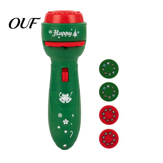 Handheld LED Projector Lamp Kids Christmas Flashlight with 24/32 Patterns, Cartoon Projection Torch, Santa Claus Pattern Light Educational Films, Boys