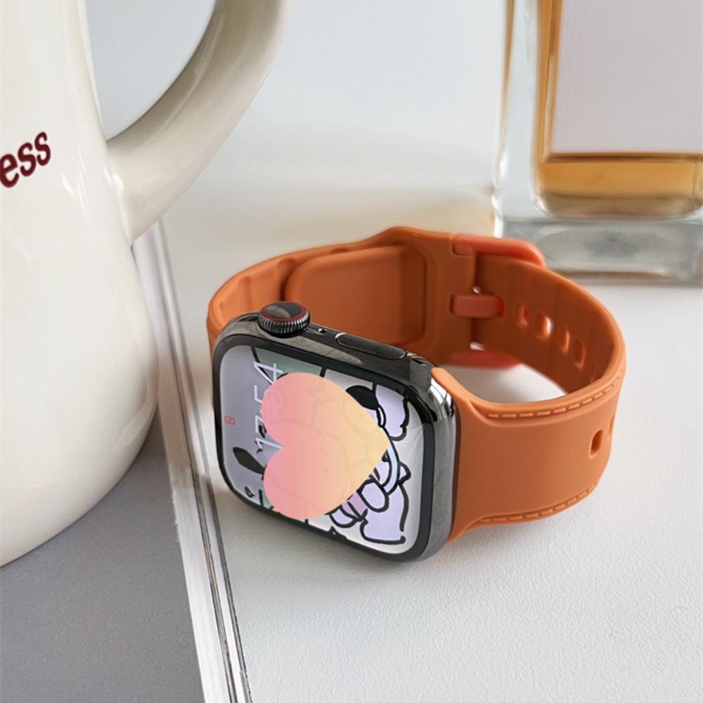 

Wrsitband Korean Cute Band For Apple Watch Strap 41mm 45 40mm 42 38mm 44 Rubber Correa Bracelet For iWatch 7 6 4 3 se 5 2 42mm 44mm 45mm 49mm помаранчевий