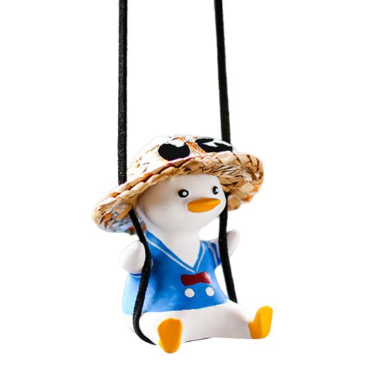 Swing Duck Car Hanging Decoration Home Office Auto Rearview Mirror Cartoon Duck Hanging Ornament Animal Pendant Birthday Christmas Gift