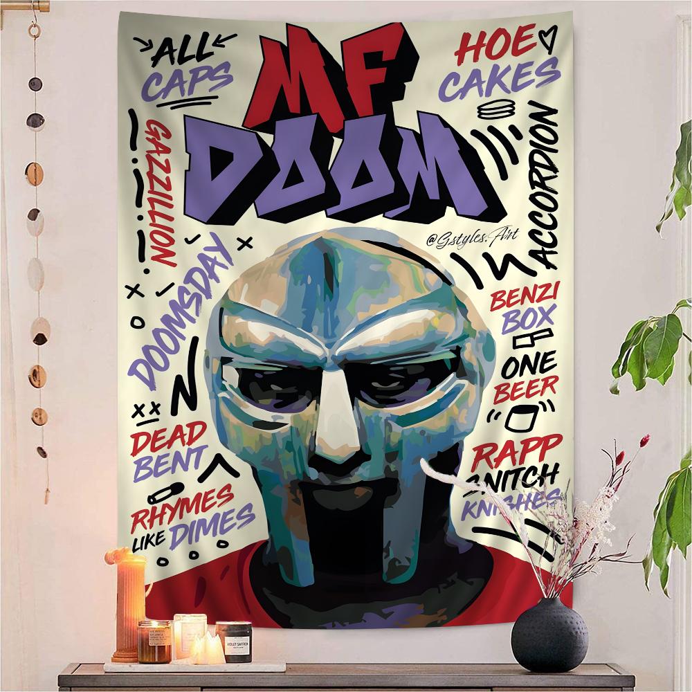 Famous American HipHop Singer Mf Doom Colorful Tapestry Wall Hanging Bohemian Wall Tapestries Mandala Wall Hanging Sheets
