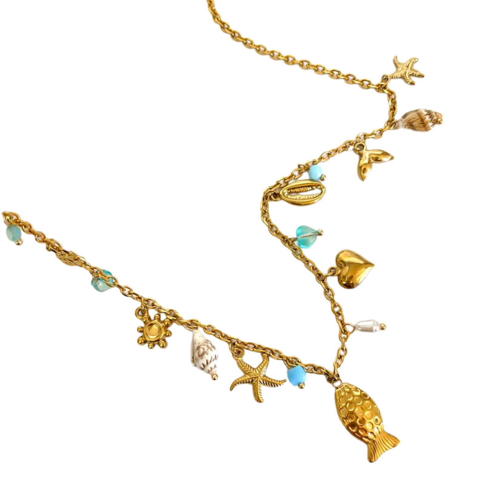 

Versatile Oceanic Necklace With Handmade Shell Starfish Fish Charm Adjustable Length Casual Elegant Wear 1