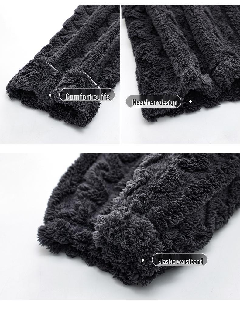 Herren Plüsch Dick Pyjama Set für Herbst/Winter – Warme Haus- & Outdoor-Bekleidung, Übergrößen verfügbar
