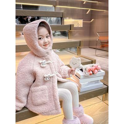 Girls Hooded Fashion Outerwear Children Winter Casual Cotton Jackets Kids Casual Warm Long Coats  Clothes