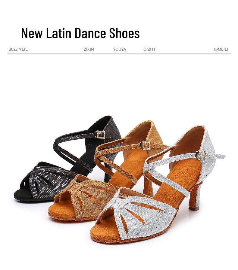 Dámské boty na společenský a latinskoamerický tanec s měkkou podrážkou - Středně vysoký podpatek pro dospělé a děti
