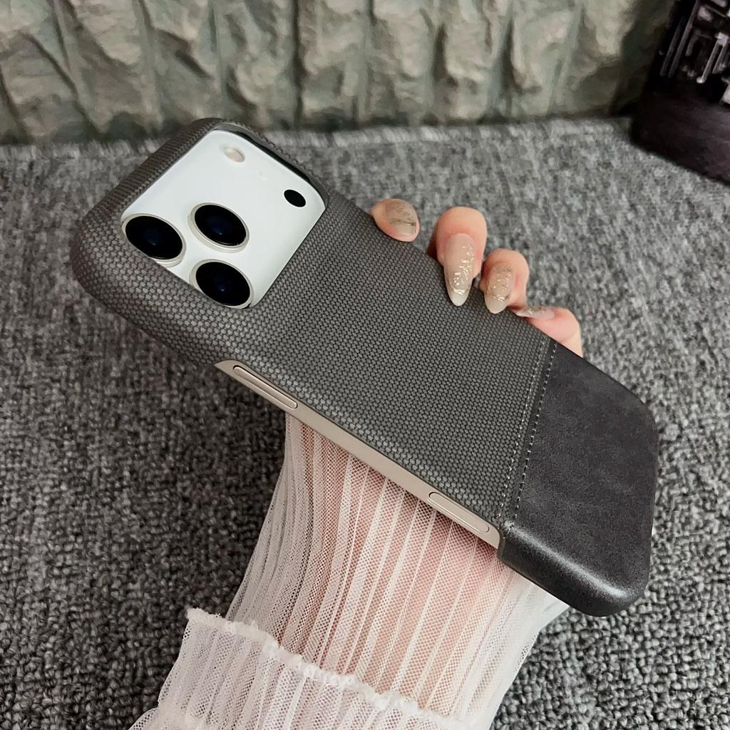 Business Splicing Leather Texture Slim Case For iPhone 17 Air 16 15 14 13 12 Pro Max Plus Fabric Matte Bumper Frameless Cover