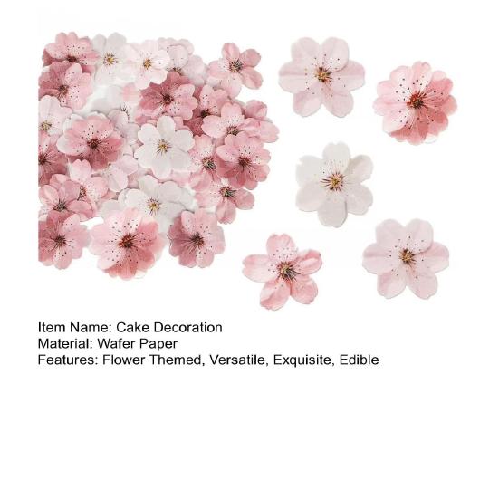 Edible Paper Flower Cake Decorations Cherry Sakura Dessert Cake Toppers Weddings Birthday Party Cake Accessories